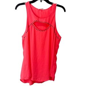 Women's Hot Pink Studded Cutout Sleeveless Top